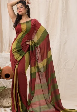 Handloom Cotton Saree in Maroon