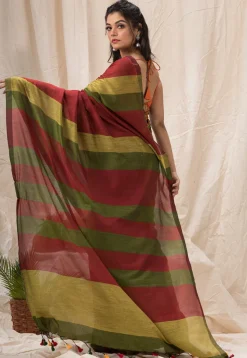 Handloom Cotton Saree in Maroon