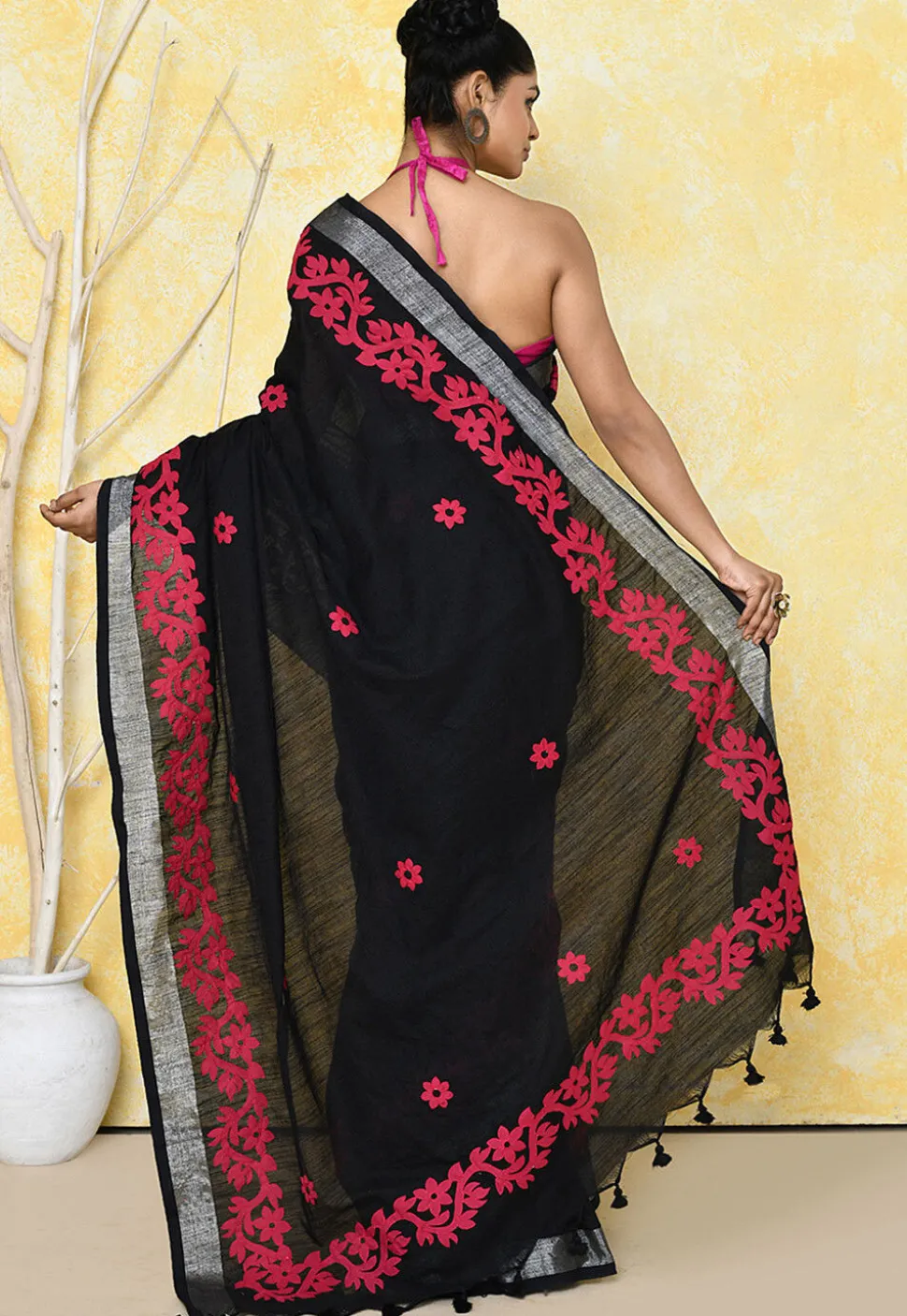 Handloom Cotton Saree in Black