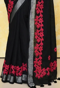 Handloom Cotton Saree in Black