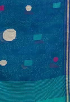 Handloom Cotton Saree in Teal Green