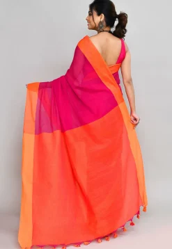 Handloom Cotton Saree in Fuchsia