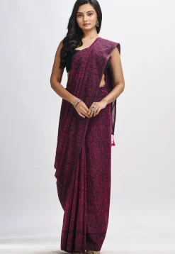 Handloom Cotton Saree in Magenta