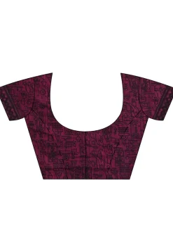 Handloom Cotton Saree in Magenta