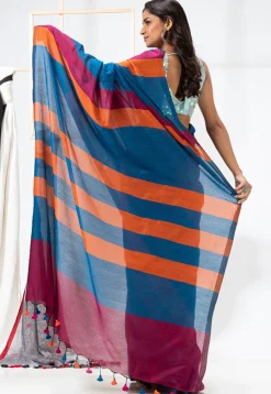 Handloom Cotton Saree in Blue