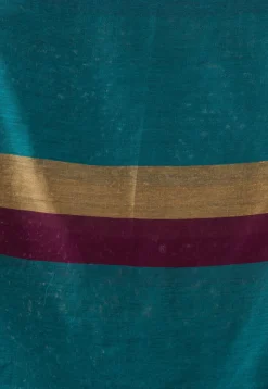 Handloom Cotton Saree in Teal Blue