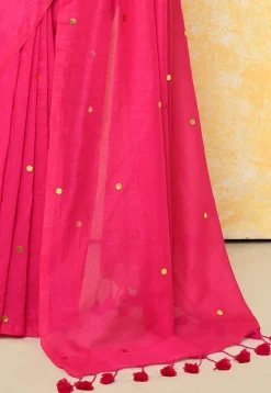 Handloom Cotton Saree in Fuchsia
