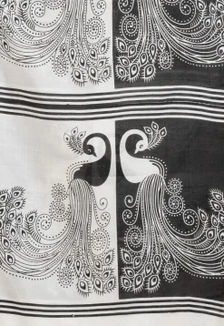 Handloom Cotton Saree in White and Black