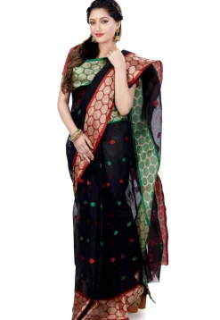 Handloom Cotton Saree in Navy Blue