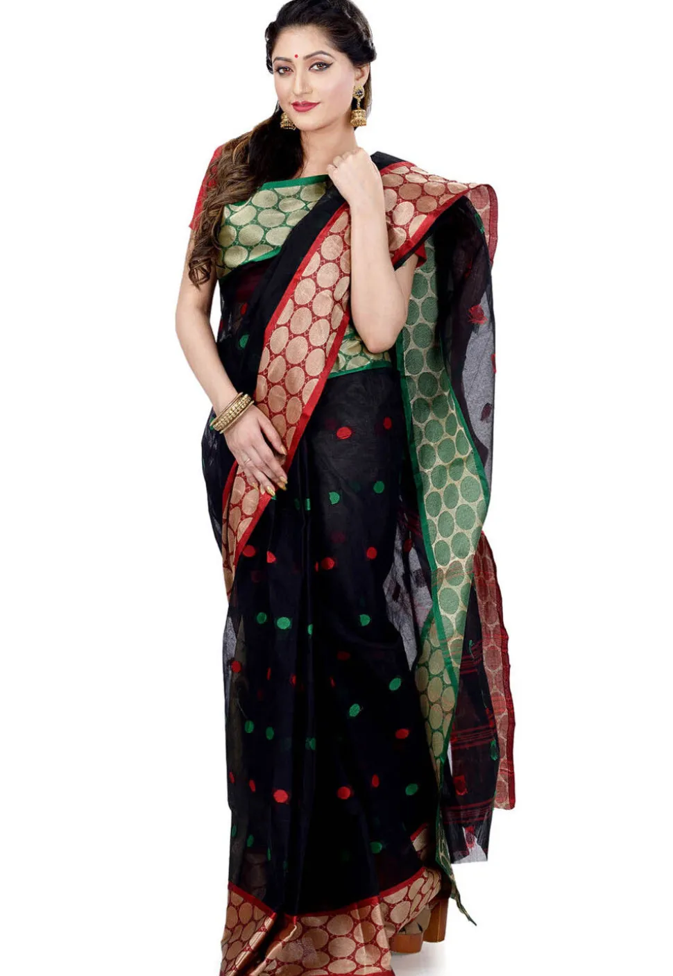 Handloom Cotton Saree in Navy Blue