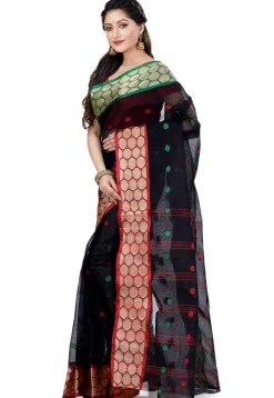 Handloom Cotton Saree in Navy Blue