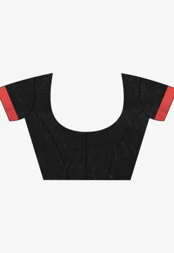 Handloom Cotton Saree in Red and Black