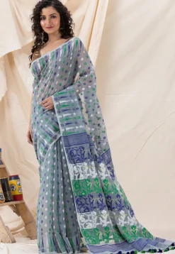Handloom Cotton Saree in Grey