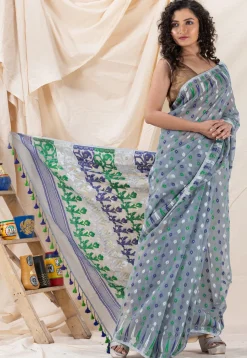 Handloom Cotton Saree in Grey