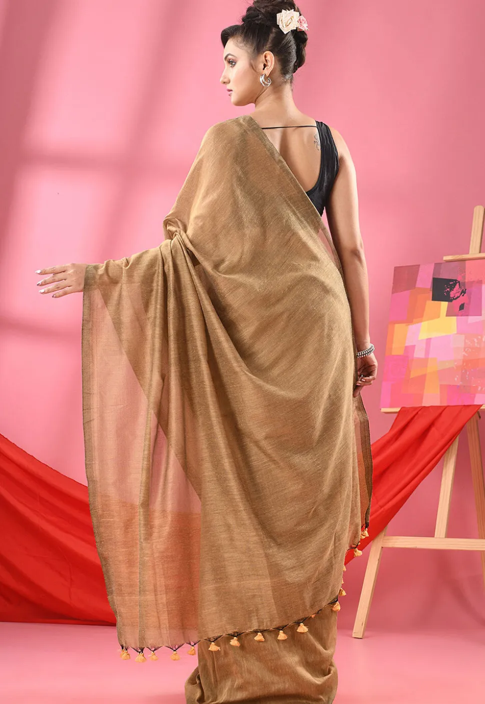 Handloom Cotton Saree in Beige