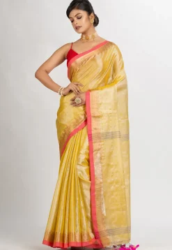 Handloom Cotton Saree in Yellow