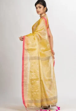 Handloom Cotton Saree in Yellow