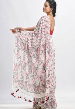 Handloom Cotton Saree in White