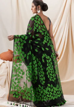 Handloom Cotton Saree in Black