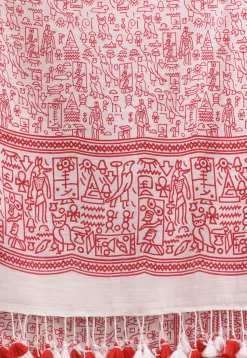 Handloom Cotton Saree in White and Red