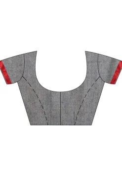 Handloom Cotton Saree in Grey
