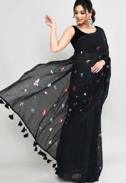 Handloom Cotton Saree in Black
