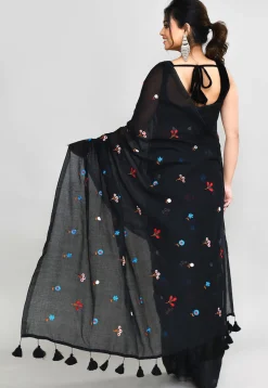 Handloom Cotton Saree in Black