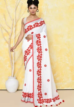 Handloom Cotton Saree in White
