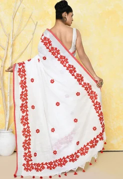 Handloom Cotton Saree in White