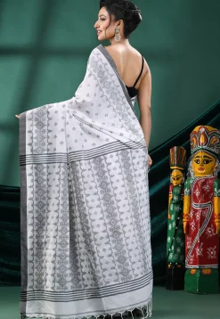 Handloom Cotton Saree in Off White