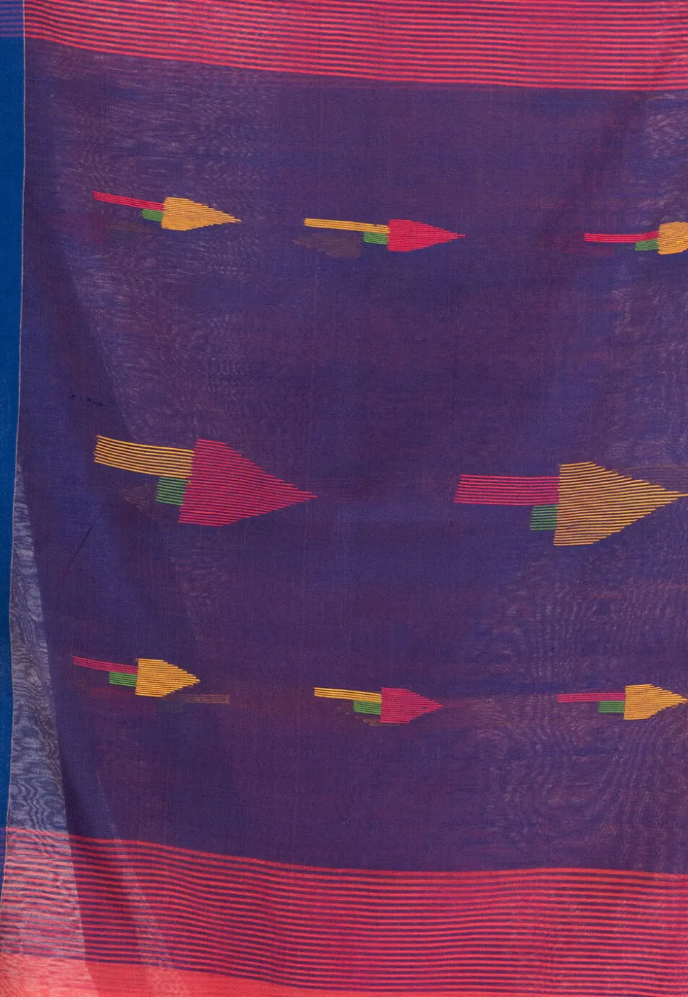 Handloom Cotton Saree in Coral Red