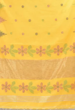 Handloom Cotton Silk Jamdani Saree in Yellow