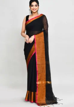 Handloom Cotton Silk Saree in Black