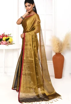 Handloom Cotton Silk Saree in Golden