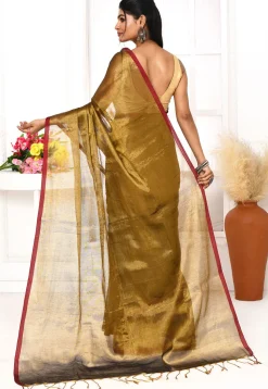 Handloom Cotton Silk Saree in Golden