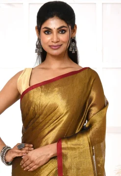 Handloom Cotton Silk Saree in Golden