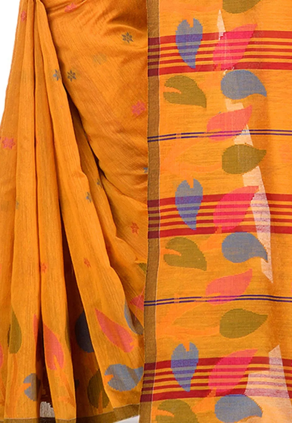 Handloom Cotton Silk Saree in Mustard