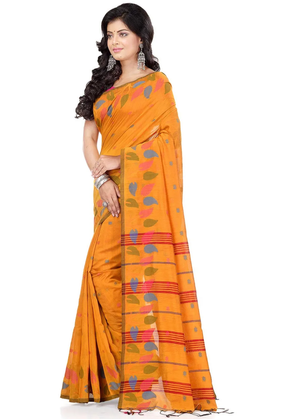 Handloom Cotton Silk Saree in Mustard