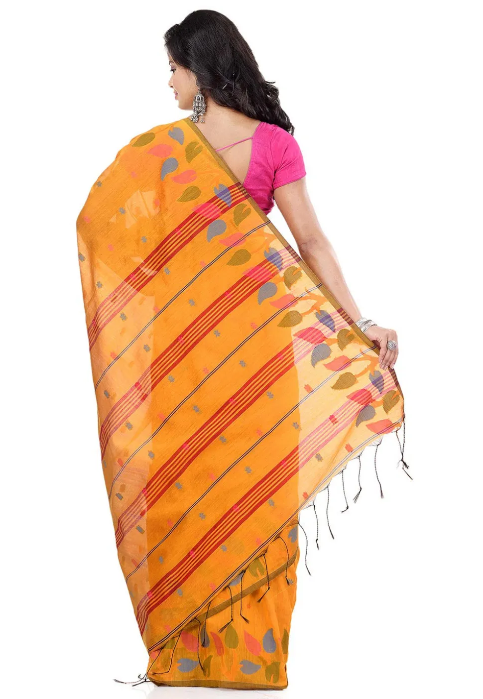 Handloom Cotton Silk Saree in Mustard