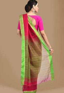 Handloom Cotton Silk Saree in Fuchsia