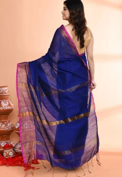 Handloom Cotton Silk Saree in Royal Blue