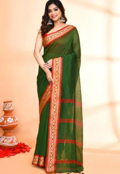 Handloom Cotton Silk Saree in Green