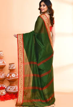 Handloom Cotton Silk Saree in Green