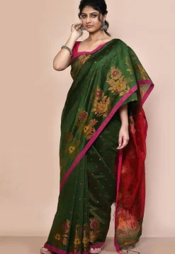 Handloom Cotton Silk Saree in Green