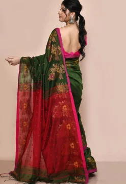 Handloom Cotton Silk Saree in Green