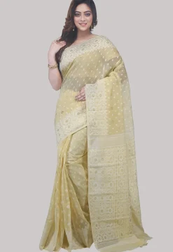 Handloom Cotton Silk Saree in Light Beige