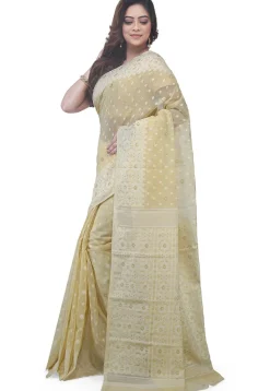 Handloom Cotton Silk Saree in Light Beige