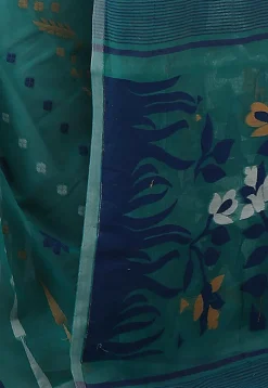Handloom Cotton Silk Saree in Teal Blue