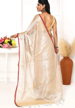 Handloom Cotton Silk Saree in Light Beige