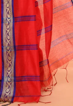 Handloom Cotton Silk Saree in Red